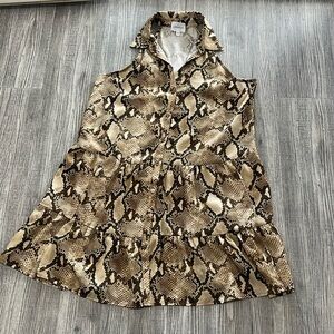Lavender Brown animal print shirt dress size L